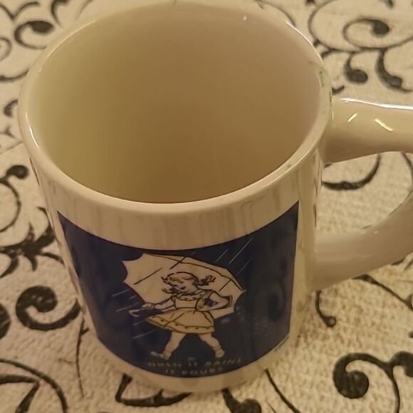 Vintage White and Blue Morton Salt Coffee Mug - Picture 3 of 6